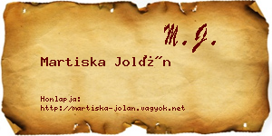 Martiska Jolán névjegykártya